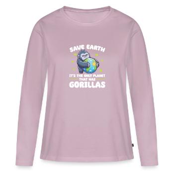 C’est la seule planète avec le Jour de la Terre des gorilles - T-shirt manches longues Premium bio Femme - rose poudré - Devant - Julia (174cm)