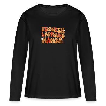Finnish Lapphund Groovy Lapphund Mama - Frauen Premium Bio Langarmshirt - Schwarz - Vorne - Julia (174cm)