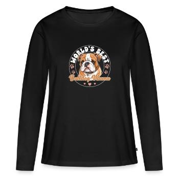 Bulldog Dog Bulldog Mama - Frauen Premium Bio Langarmshirt - Schwarz - Vorne - Julia (174cm)