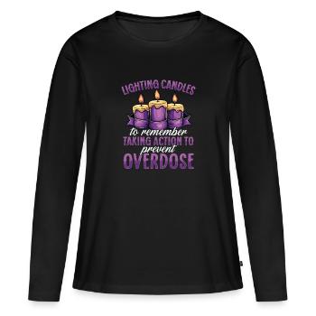 Allumer des bougies pour se souvenir de la sensibilisation aux surdoses - T-shirt manches longues Premium bio Femme - noir - Devant - Julia (174cm)