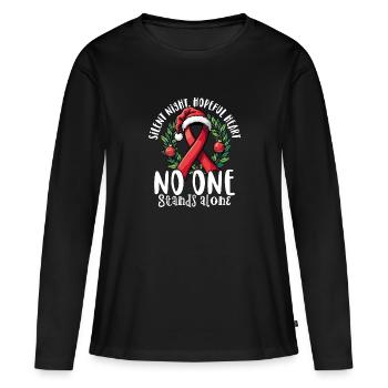 Personne n’est seul. - T-shirt manches longues Premium bio Femme - noir - Devant - Julia (174cm)