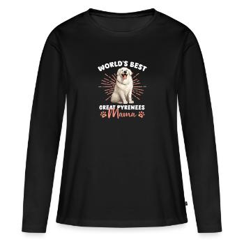 Bouvier des Pyrénées Grande Maman des Pyrénées - T-shirt manches longues Premium bio Femme - noir - Devant - Julia (174cm)