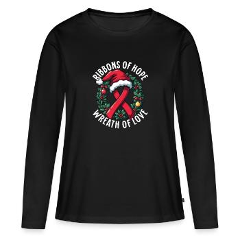 Rubans De L’Espoir Aide-conscience-Noël - T-shirt manches longues Premium bio Femme - noir - Devant - Julia (174cm)