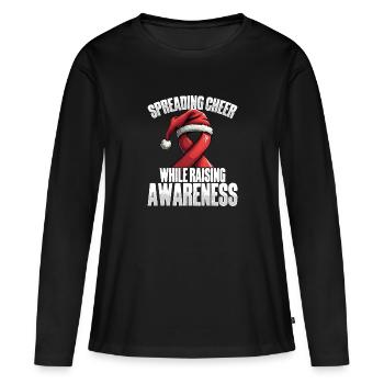 Répandre le bonheur et augmenter - T-shirt manches longues Premium bio Femme - noir - Devant - Julia (174cm)