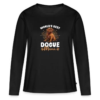 Dogue de Bordeaux Groovy Dogue Mom - T-shirt manches longues Premium bio Femme - noir - Devant - Julia (174cm)