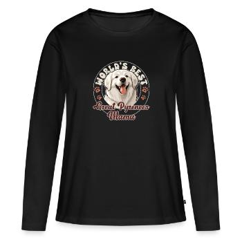 Bouvier des Pyrénées Grande Maman des Pyrénées - T-shirt manches longues Premium bio Femme - noir - Devant - Julia (174cm)