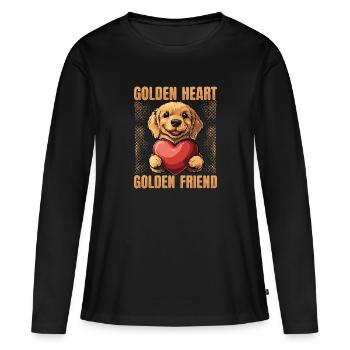 Golden Retriver Golden Heart Golden Friend - Frauen Premium Bio Langarmshirt - Schwarz - Vorne - Julia (174cm)