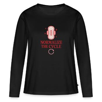 Menstruationsstolz Normalisieren Perioden - Frauen Premium Bio Langarmshirt - Schwarz - Vorne - Julia (174cm)