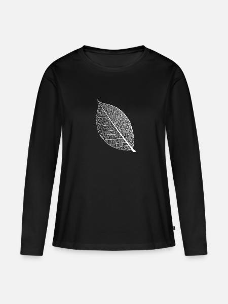 blatt laub leaf baum natur wildnis skelett wald - Frauen Premium Bio Langarmshirt - Schwarz