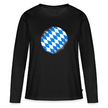 Drapeau bavarois d’occasion Look Drapeau bavarois Vintage - T-shirt manches longues Premium bio Femme - noir - Devant - Julia (174cm)