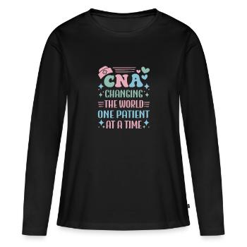 CNA Nursing Citations Drôle Infirmières Amoureux Mignon CNA - T-shirt manches longues Premium bio Femme - noir - Devant - Julia (174cm)