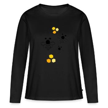 Abeilles en nid d’abeille - T-shirt manches longues Premium bio Femme - noir - Devant - Julia (174cm)