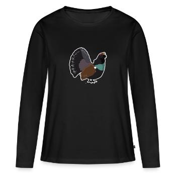Coq de forêt Motif De grand tétras - T-shirt manches longues Premium bio Femme - noir - Devant - Julia (174cm)