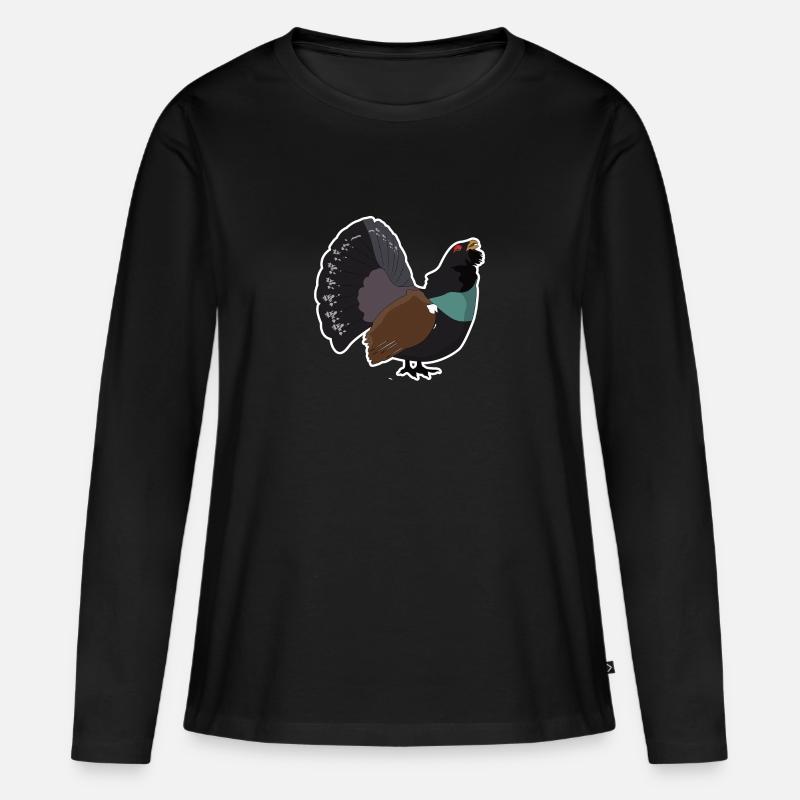Auerhahn Motiv Wald Hahn - Frauen Premium Bio Langarmshirt - Schwarz