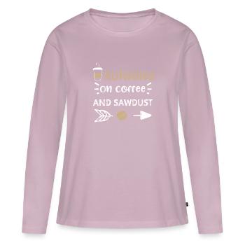 Courir sur le café et la sciure de bois - T-shirt manches longues Premium bio Femme - rose poudré - Devant - Julia (174cm)