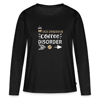 TOC Trouble obsessionnel du café - T-shirt manches longues Premium bio Femme - noir - Devant - Julia (174cm)