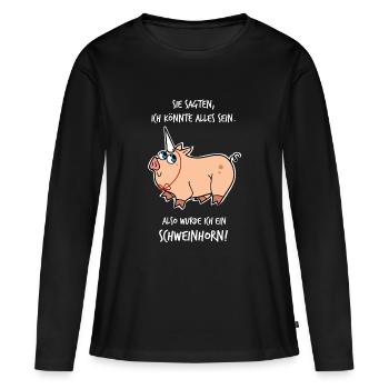 Schweinhorn - Frauen Premium Bio Langarmshirt - Schwarz - Vorne - Julia (174cm)