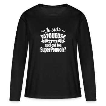 je suis tatoueuse - T-shirt manches longues Premium bio Femme - noir - Devant - Julia (174cm)