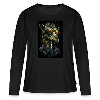 Girafe punk cool - T-shirt manches longues Premium bio Femme - noir - Devant - Julia (174cm)