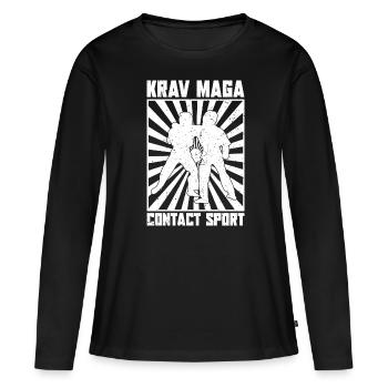 Arts martiaux sparring cadeau Israël Krav Maga - T-shirt manches longues Premium bio Femme - noir - Devant - Julia (174cm)
