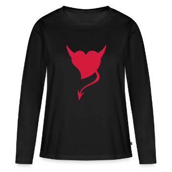 Devil Heart - T-shirt manches longues Premium bio Femme - noir - Devant - Julia (174cm)