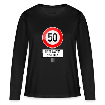 50 années protègent plus fort - T-shirt manches longues Premium bio Femme - noir - Devant - Julia (174cm)