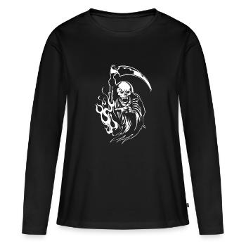 Sensenmann - Frauen Premium Bio Langarmshirt - Schwarz - Vorne - Julia (174cm)