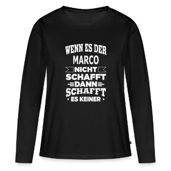 MARCO - Frauen Premium Bio Langarmshirt - Schwarz - Vorne - Julia (174cm)