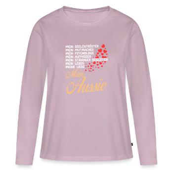 Aussie - Mein - Frauen Premium Bio Langarmshirt - Altrosa - Vorne - Julia (174cm)