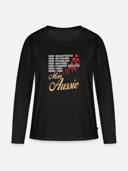 Aussie - Mein - Frauen Premium Bio Langarmshirt - Schwarz