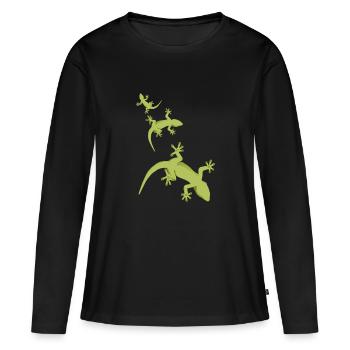 echsen - Frauen Premium Bio Langarmshirt - Schwarz - Vorne - Julia (174cm)