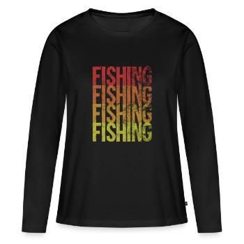 Pêche Pêche Pêche - T-shirt manches longues Premium bio Femme - noir - Devant - Julia (174cm)