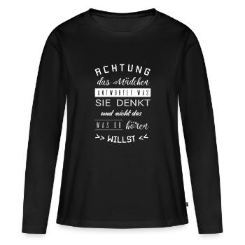 cool girl, wife, daughter, sister, girlfriend - Women's Premium Organic Long Sleeve Shirt - black - Front - Julia (174cm)