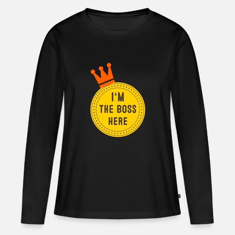 I‘m the Boss here - Frauen Premium Bio Langarmshirt - Schwarz