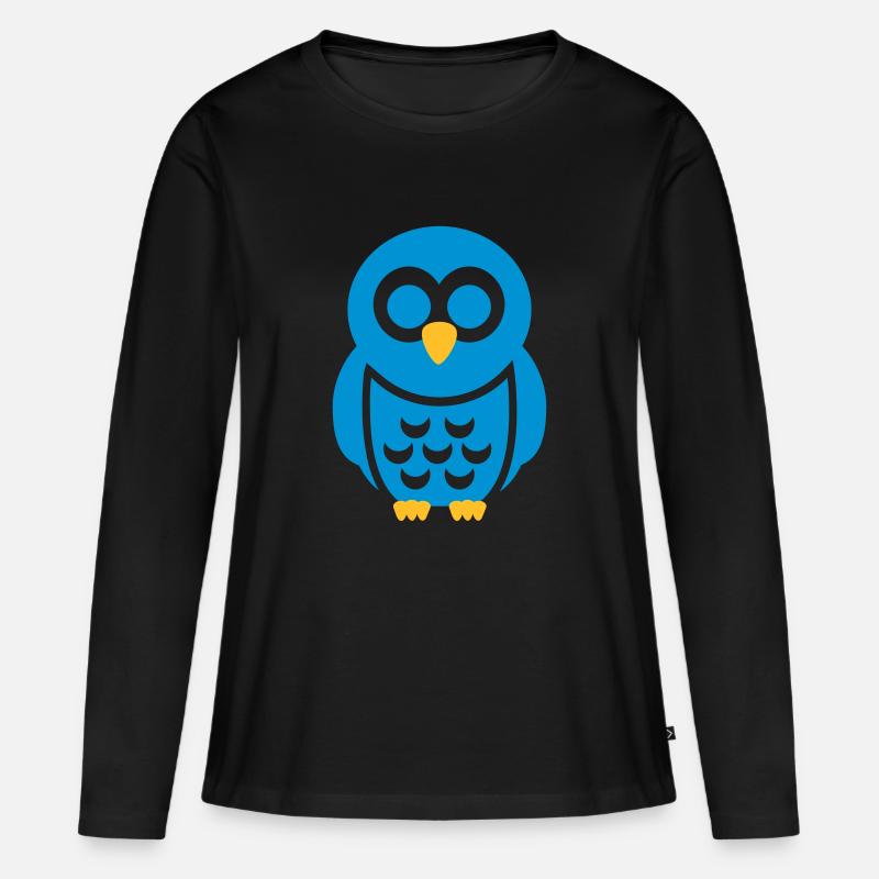 Eule - Frauen Premium Bio Langarmshirt - Schwarz