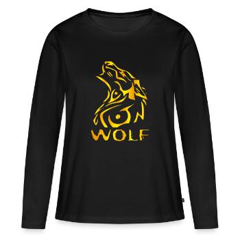 WOLF - WOLF - Frauen Premium Bio Langarmshirt - Schwarz - Vorne - Julia (174cm)