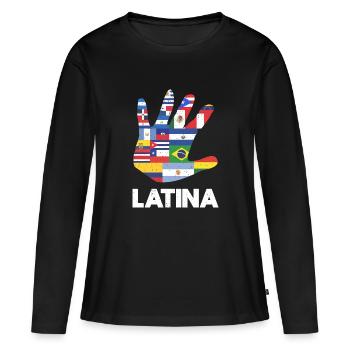 Latina Latin America South America hand gift - Women's Premium Organic Long Sleeve Shirt - black - Front - Julia (174cm)