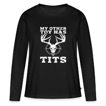 My Other Toy Has Tits - T-shirt manches longues Premium bio Femme - noir - Devant - Julia (174cm)