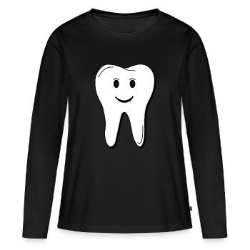 Dent - T-shirt manches longues Premium bio Femme - noir - Devant - Julia (174cm)
