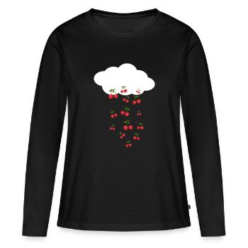 Pluie de cerises - T-shirt manches longues Premium bio Femme - noir - Devant - Julia (174cm)