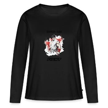 Le combattant - T-shirt manches longues Premium bio Femme - noir - Devant - Julia (174cm)