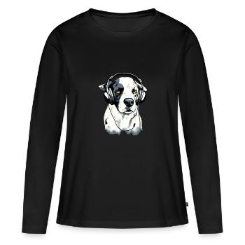 Rexo le chien audiophile - T-shirt manches longues Premium bio Femme - noir - Devant - Julia (174cm)