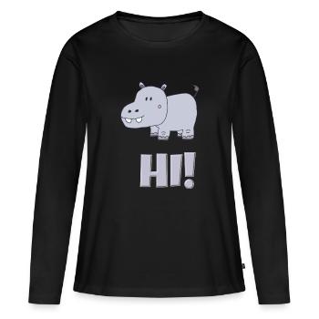 Hippopotame Salut - T-shirt manches longues Premium bio Femme - noir - Devant - Julia (174cm)