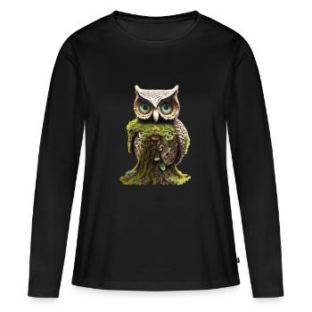 Hibou des bois - T-shirt manches longues Premium bio Femme - noir - Devant - Julia (174cm)