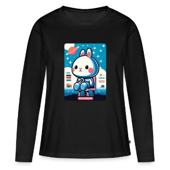 Space Explorer Bunny - Frauen Premium Bio Langarmshirt - Schwarz - Vorne - Julia (174cm)