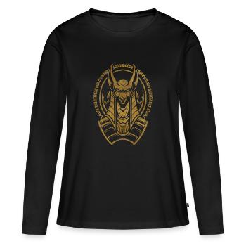 Hiéroglyphe égyptien drapeau du Nil pyramide du pharaon Le Caire - T-shirt manches longues Premium bio Femme - noir - Devant - Julia (174cm)