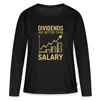 Dividendes au lieu du salaire - T-shirt manches longues Premium bio Femme - noir - Devant - Julia (174cm)