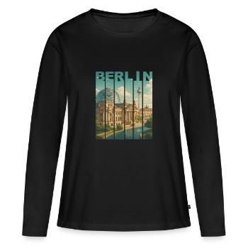 Chemise Skyline Berlin - T-shirt manches longues Premium bio Femme - noir - Devant - Julia (174cm)
