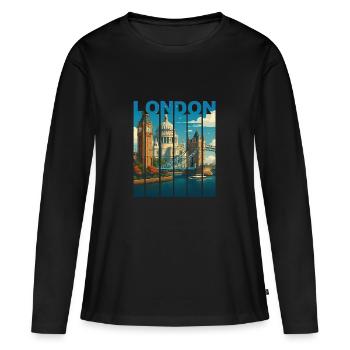 Chemise London Skyline - T-shirt manches longues Premium bio Femme - noir - Devant - Julia (174cm)