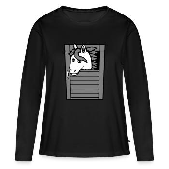 Écurie Cheval Poney Cheval Peeps Mignon - T-shirt manches longues Premium bio Femme - noir - Devant - Julia (174cm)